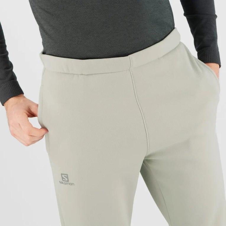 Light Grey Salomon Essential Warm Fleece Men's Sport Pants | IE CT8370